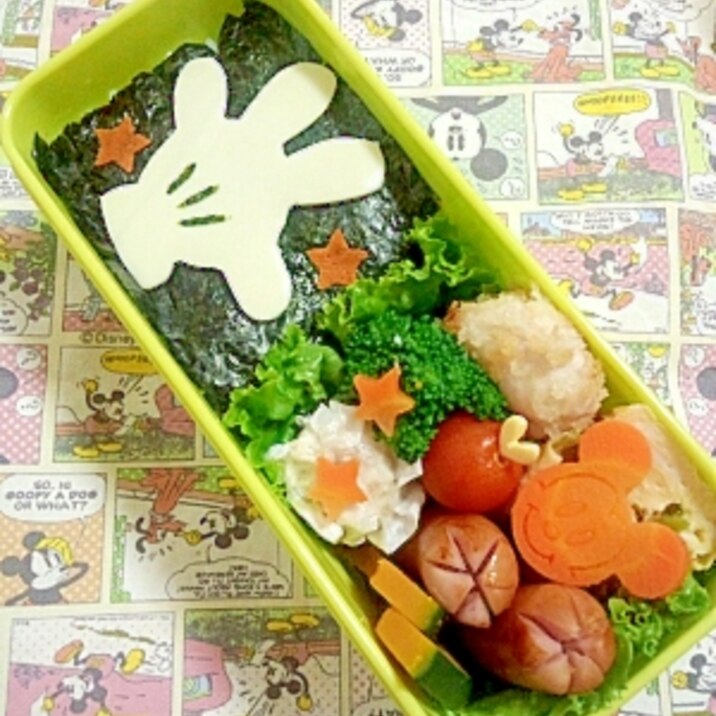 キャラ弁☆ミッキーの手！のお弁当♪